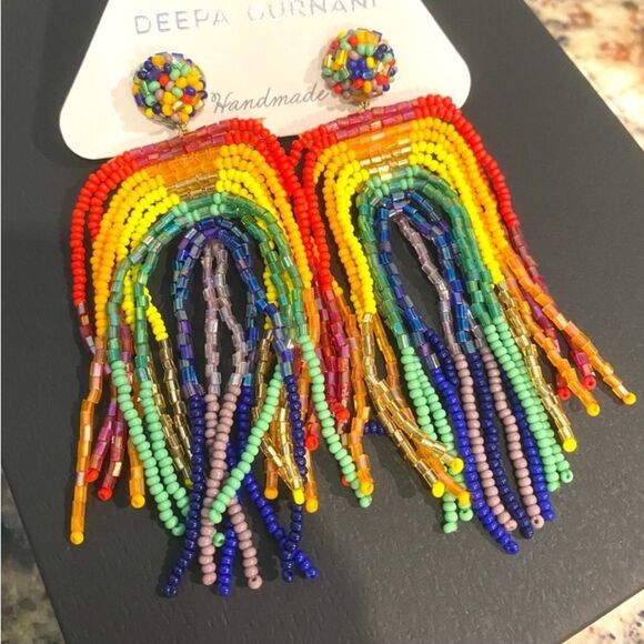 Anthropologie Deepa Gurnani Rainbow Chandelier Earrings NWT - Picture 3 of 11